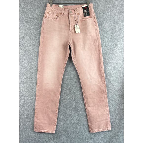 Levi's Other - Levis 501 Jeans Men 30x32 Pink Denim Button Fly Straight High Rise Faded NEW